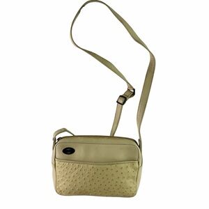 GUCCI Ostrich Authentic Beige Leather Crossbody Bag Made in Italy